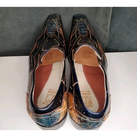 Jo Ghost Made in Italy Blue "DRAGON" Python Vero Cuoio Loafers EU 46 US 13 - Picture 9 of 16